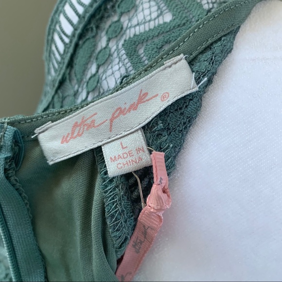 NWT Ultra Pink Lace Green Dress - Picture 6 of 6